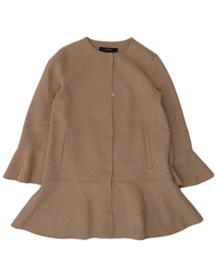 Soprabito fatto a mano da donna Zara UK 14 Lana beige medio