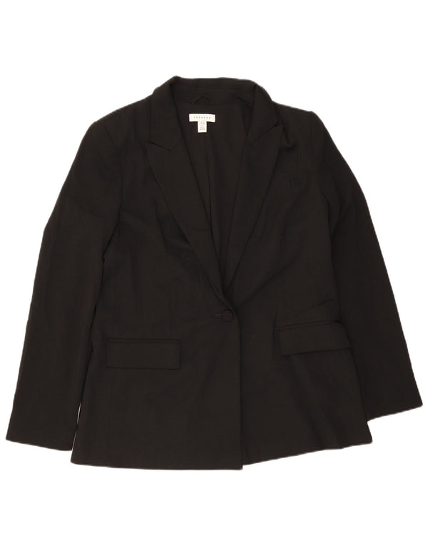 Giacca blazer da donna a 1 bottone Topshop UK 10 piccola in poliestere nero