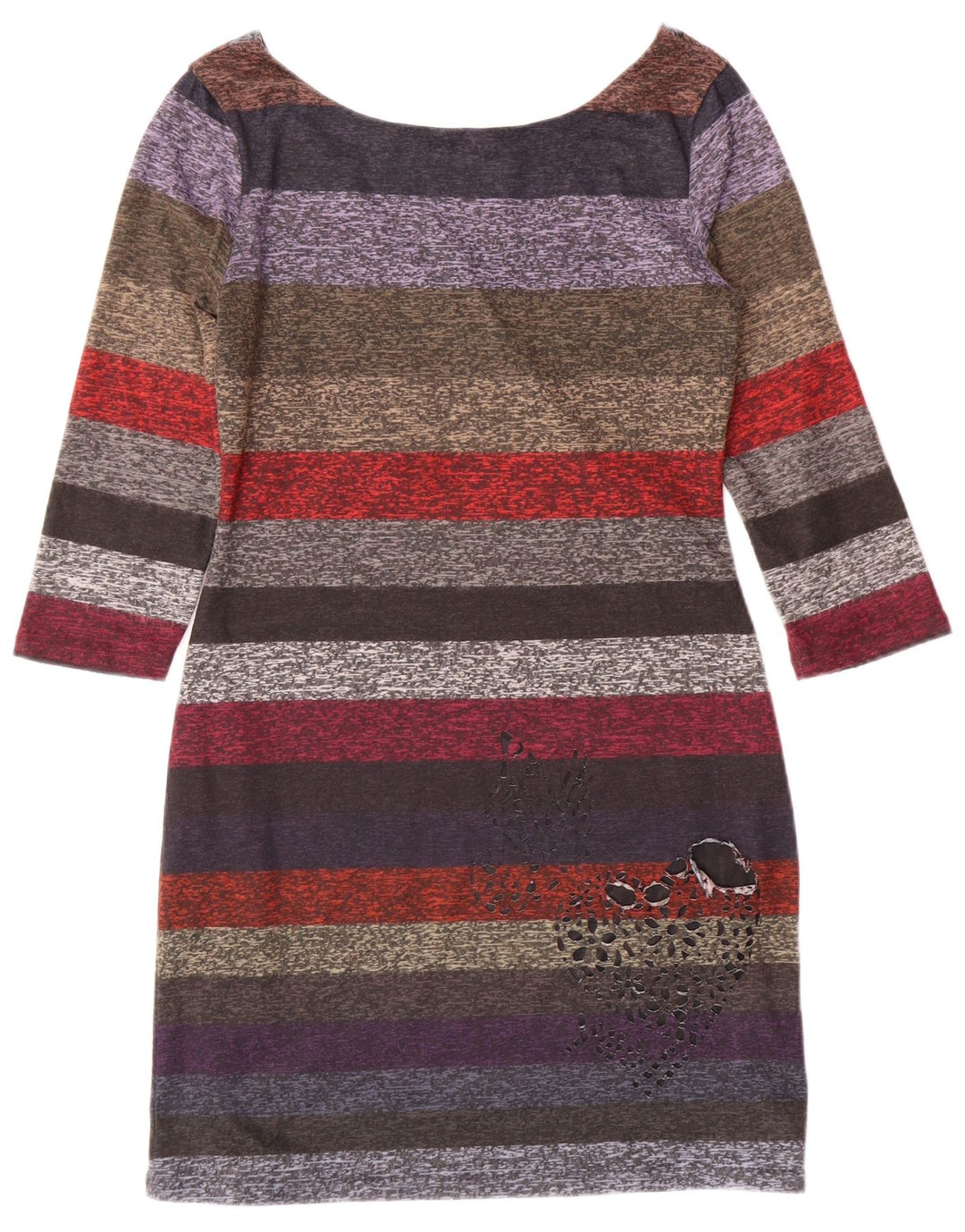 DESIGUAL Abito tubino da donna con maniche a 3/4 UK 12 Medio a righe multicolore