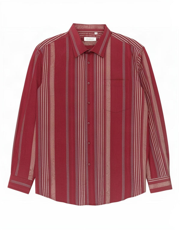 Camicia da uomo Fareast Taglia 18 45 2XL Cotone a righe bordeaux