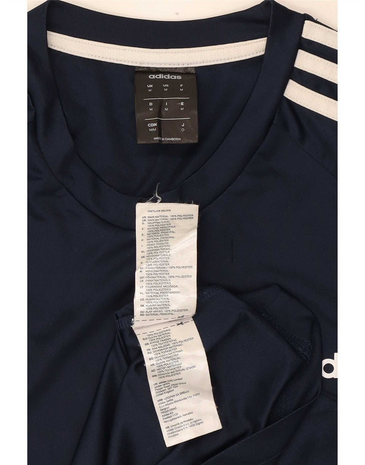 T-shirt Adidas Climalite da uomo Top medio in poliestere blu navy