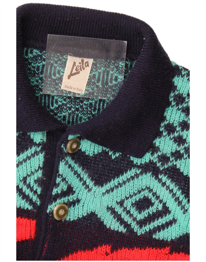 Maglione vintage da uomo con collo alto IT 50 Medio multicolore geometrico