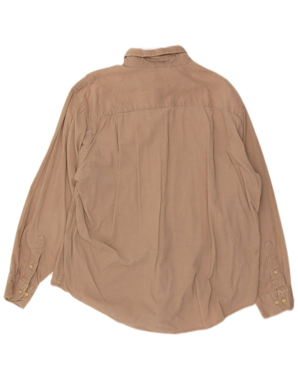 Camicia da uomo in velluto a coste Izod grande in cotone beige