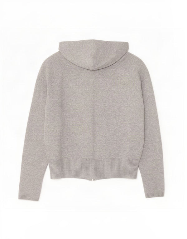 Maglione con cappuccio e zip da donna Zara UK 16 grande cotone grigio