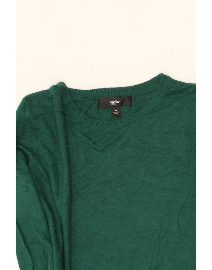 MOSSIMO Womens Boat Neck Jumper Sweater UK 14 Large Green Nylon Vintage Mossimo and Second-Hand Mossimo from Messina Hembry 