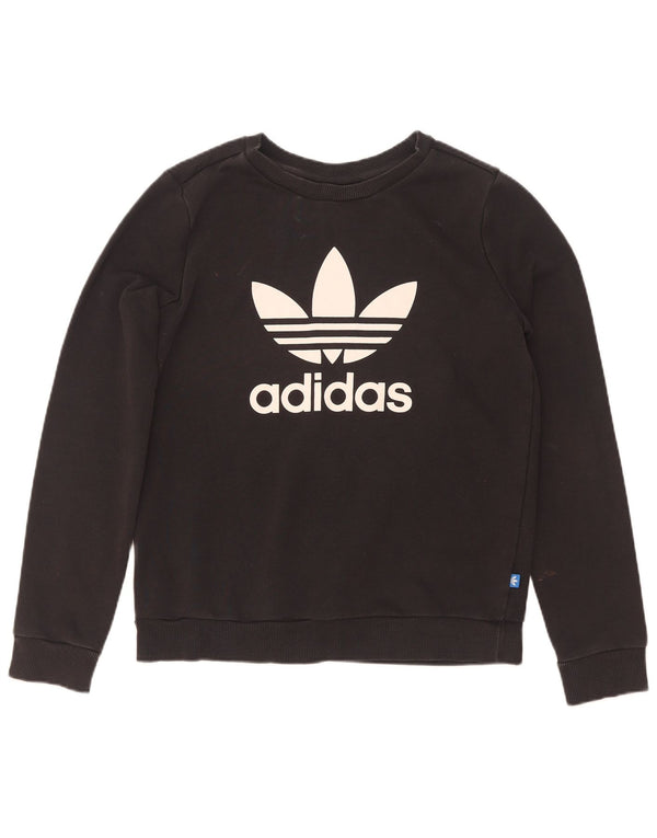 Felpa grafica da donna Adidas Jumper UK 12 Medium Black Cotton