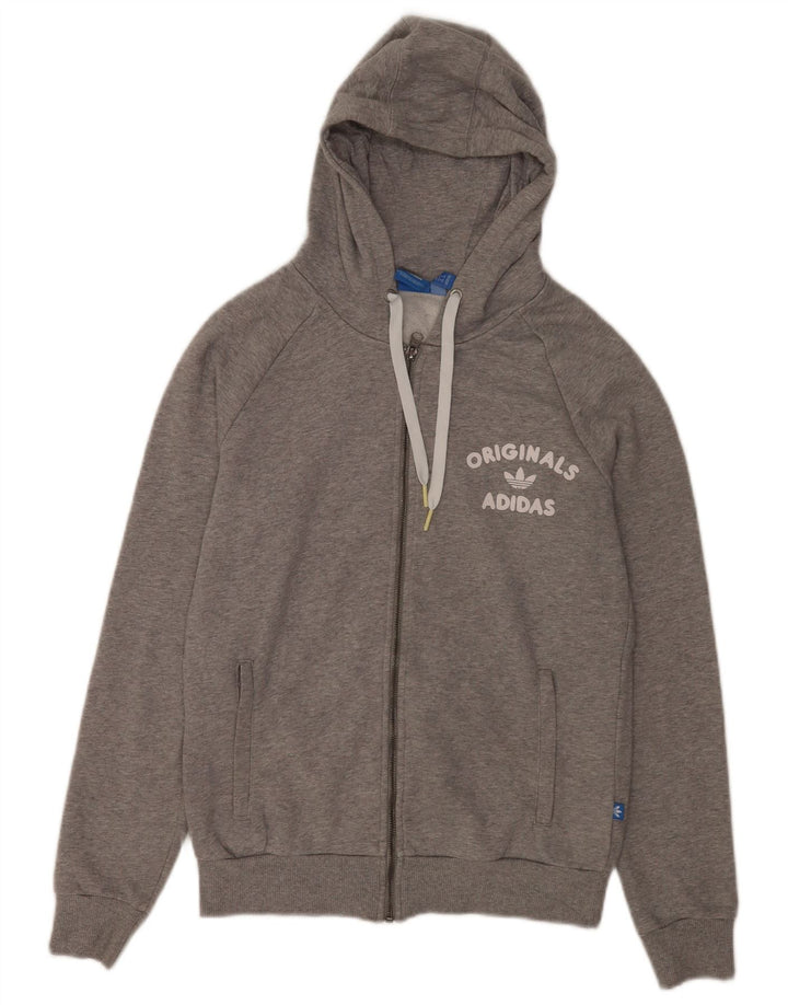 Maglione con cappuccio e zip da donna Adidas UK 14 Cotone grigio medio