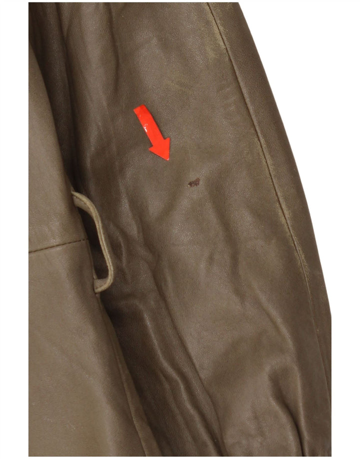 Giacca in pelle da donna vintage IT 44 in pelle kaki media