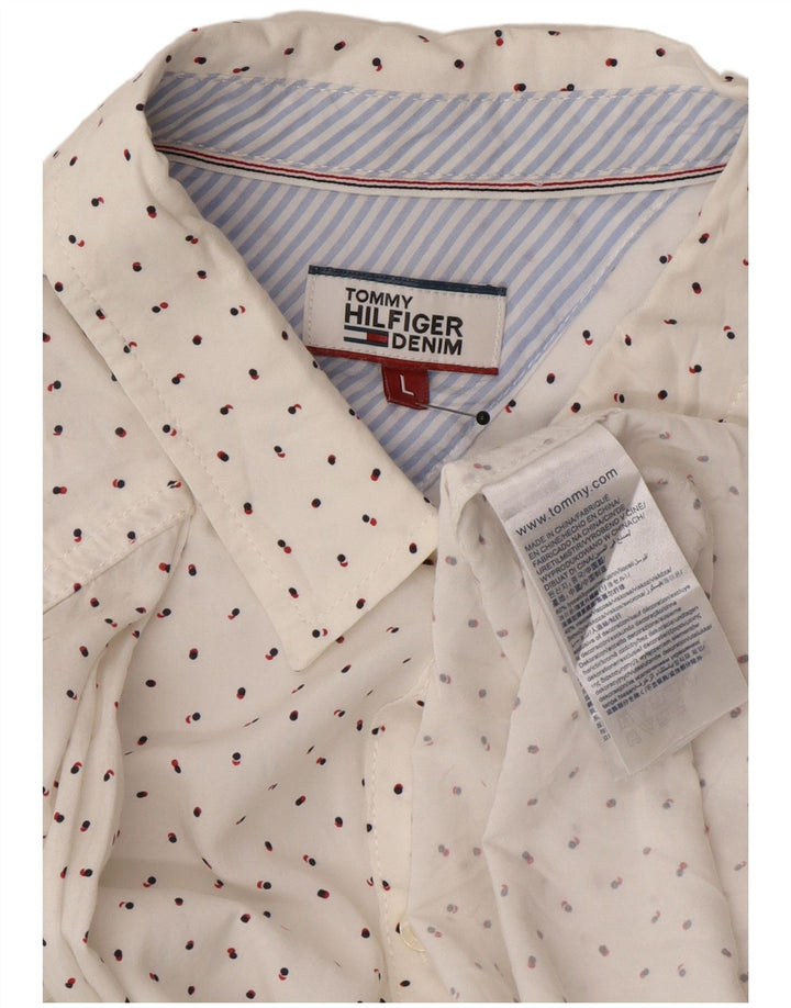 Camicia da donna Tommy Hilfiger UK 16 Large White Spotted Lyocell