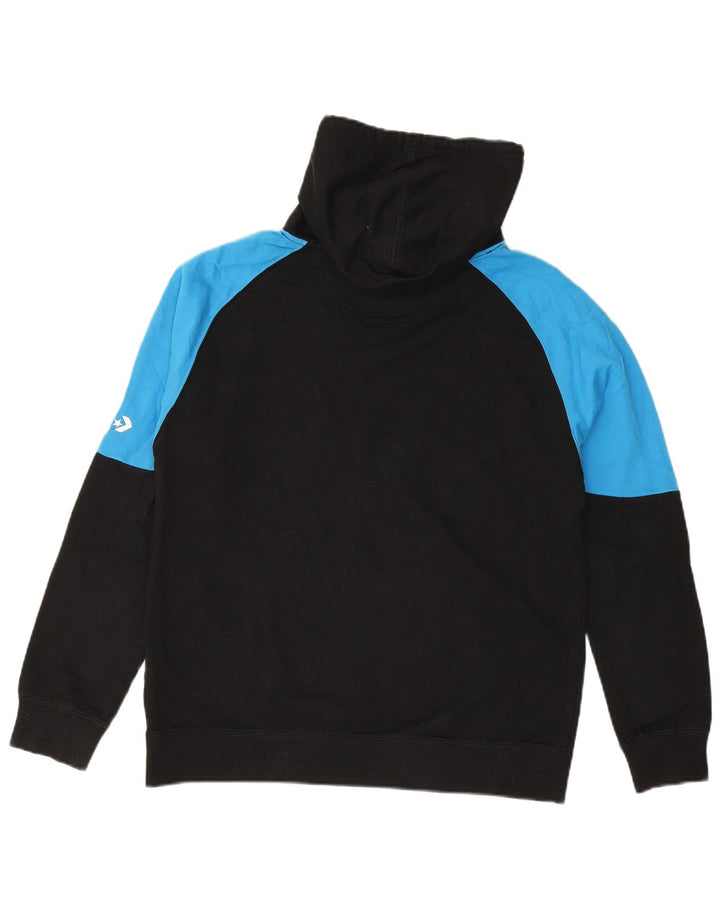 CONVERSE Felpa con cappuccio grafica da uomo in cotone color block medio nero