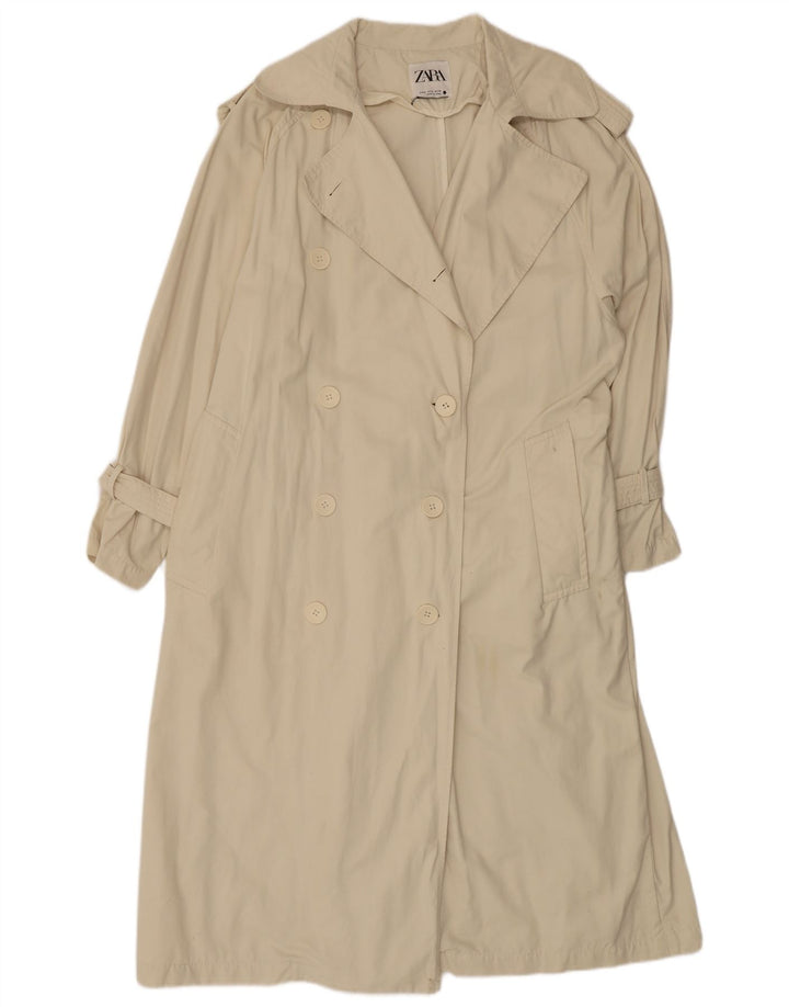 Trench Oversize da Donna ZARA UK 14 Poliestere Beige Medio