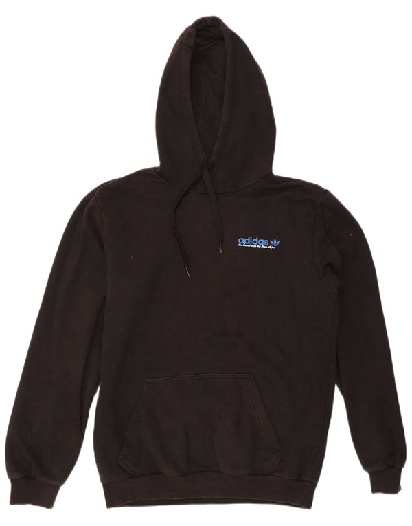 Adidas Mens Three Stripes Graphic Hoodie Jumper Small Black Cotton