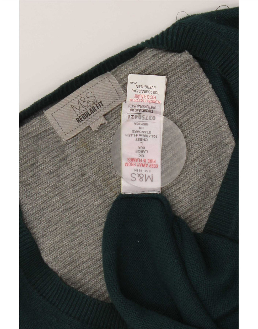 Maglione da uomo Marks & Spencer vestibilità regolare con scollo a V grande cotone verde