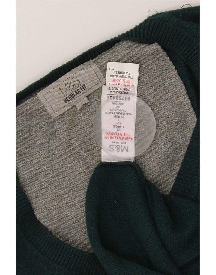 Maglione da uomo Marks & Spencer vestibilità regolare con scollo a V grande cotone verde