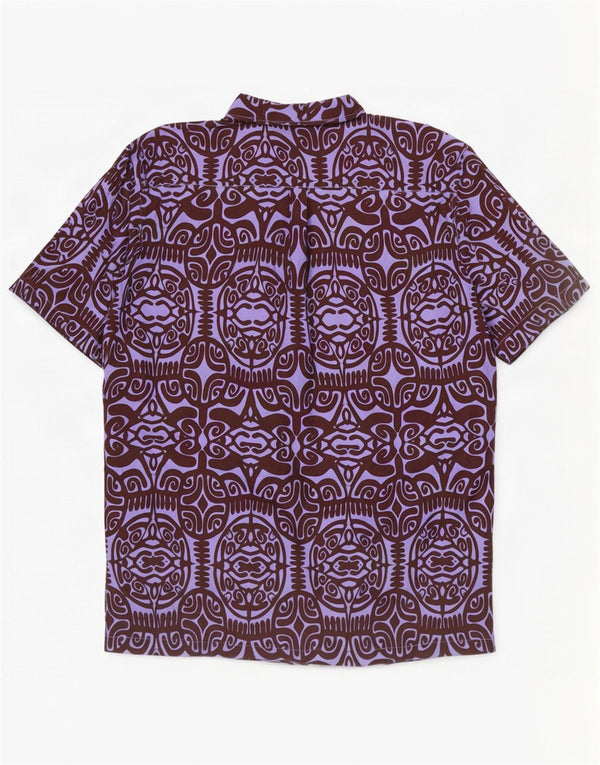 Camicia a maniche corte da uomo con motivo astratto Tribal Origin 2XL cotone viola
