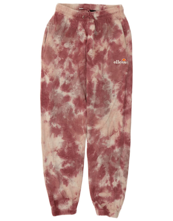 Pantaloni da tuta da donna Ellesse Joggers UK 8 Small Pink Tie Dye Cotton
