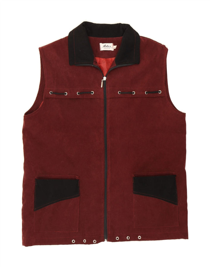 VINTAGE Womens Gilet UK 16 Large Maroon Vintage Vintage and Second-Hand Vintage from Messina Hembry 