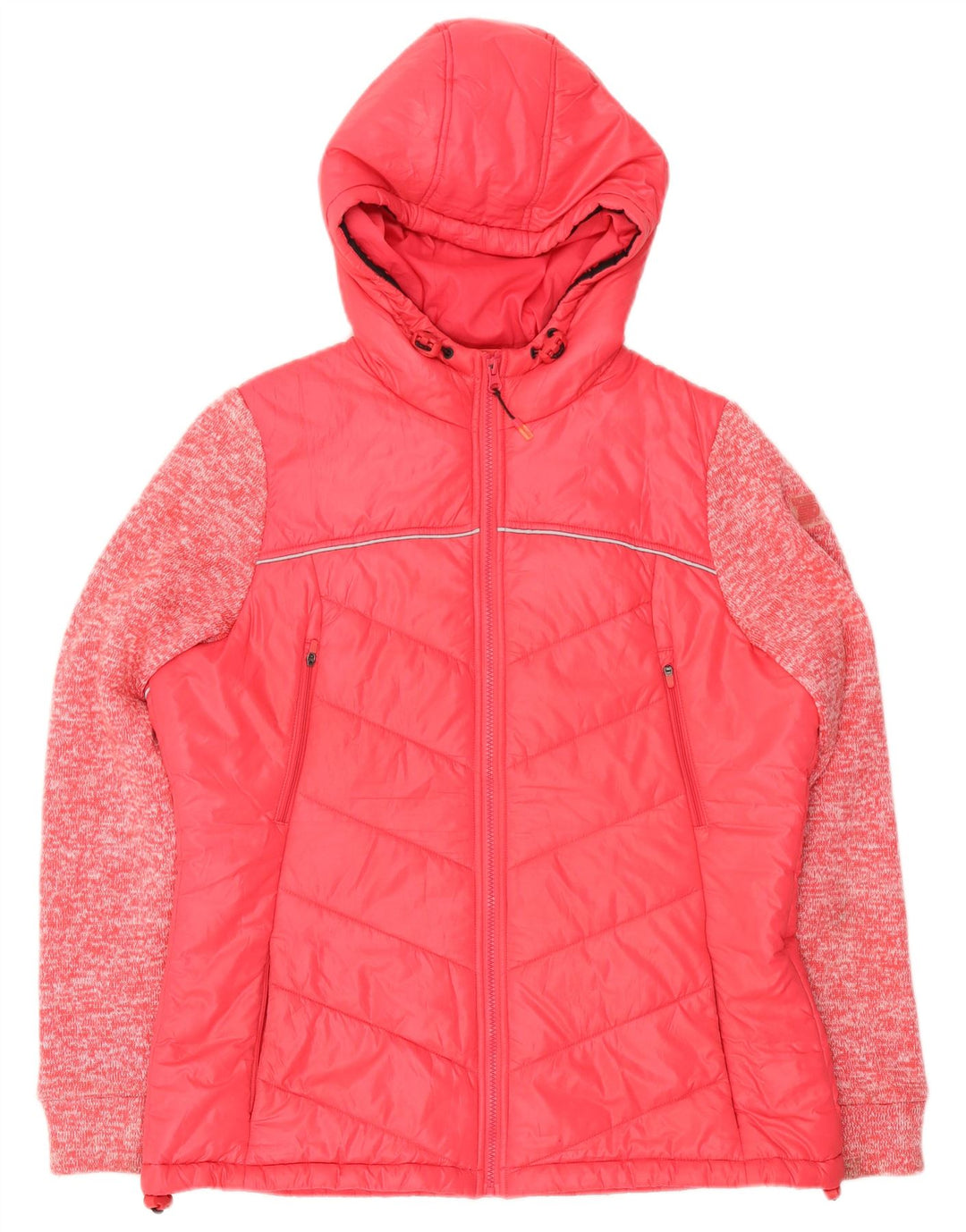 Giacca imbottita con cappuccio da donna Superdry UK 16 grande poliestere chiazzato rosa