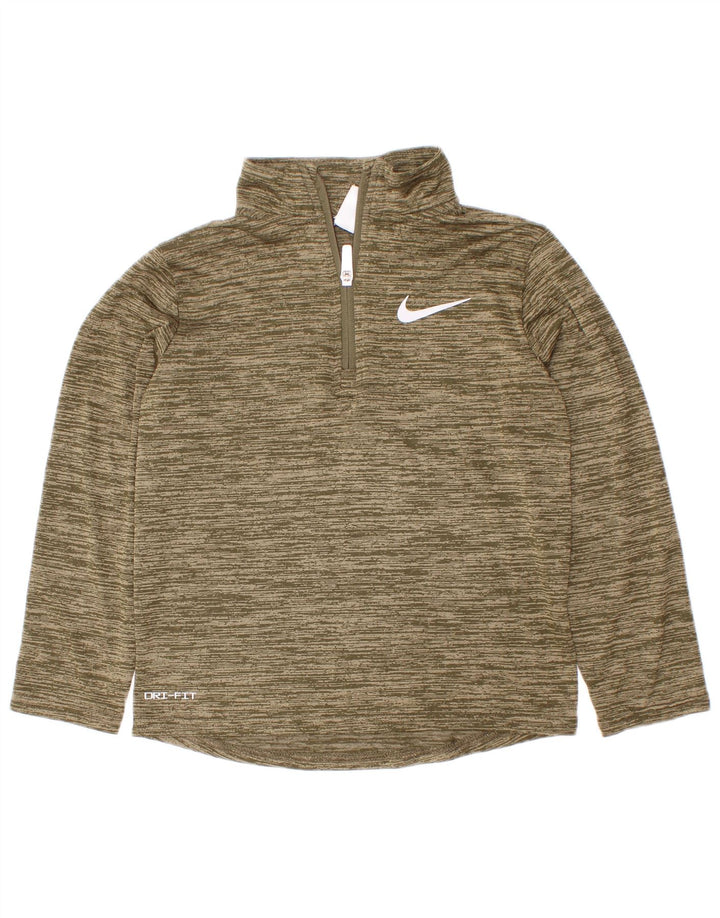 Top della tuta pullover Nike da ragazzo Dri Fit 5-6 anni medio kaki chiazzato