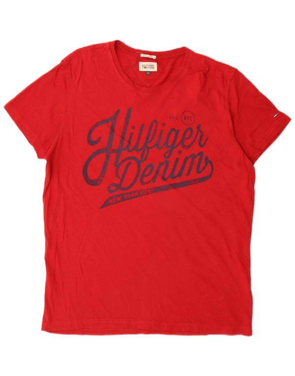 T-shirt grafica da uomo Tommy Hilfiger Top XL in cotone rosso