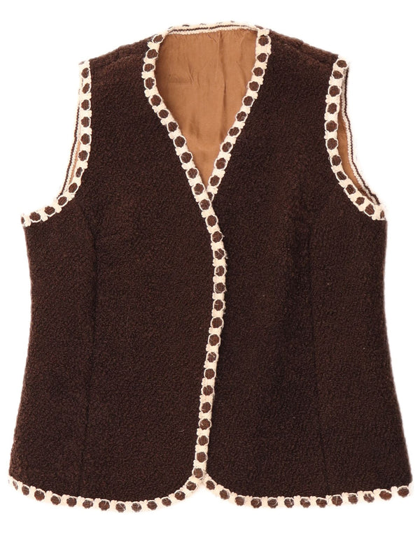 Gilet vintage da donna UK 14 marrone medio