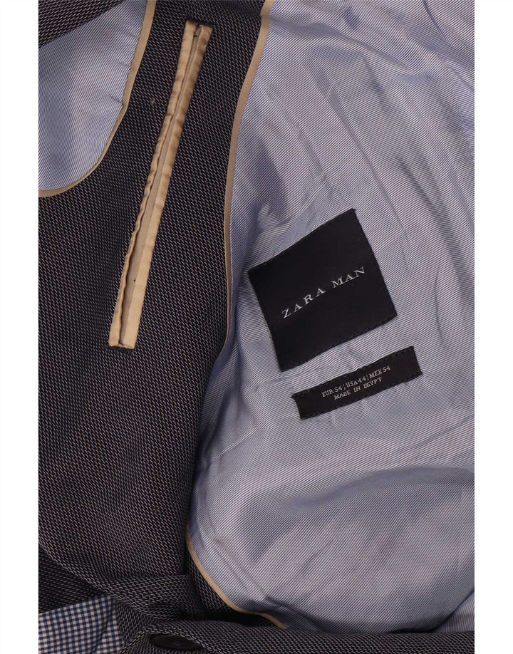 Giacca blazer da uomo a 2 bottoni Zara EU 54 XL poliestere blu navy