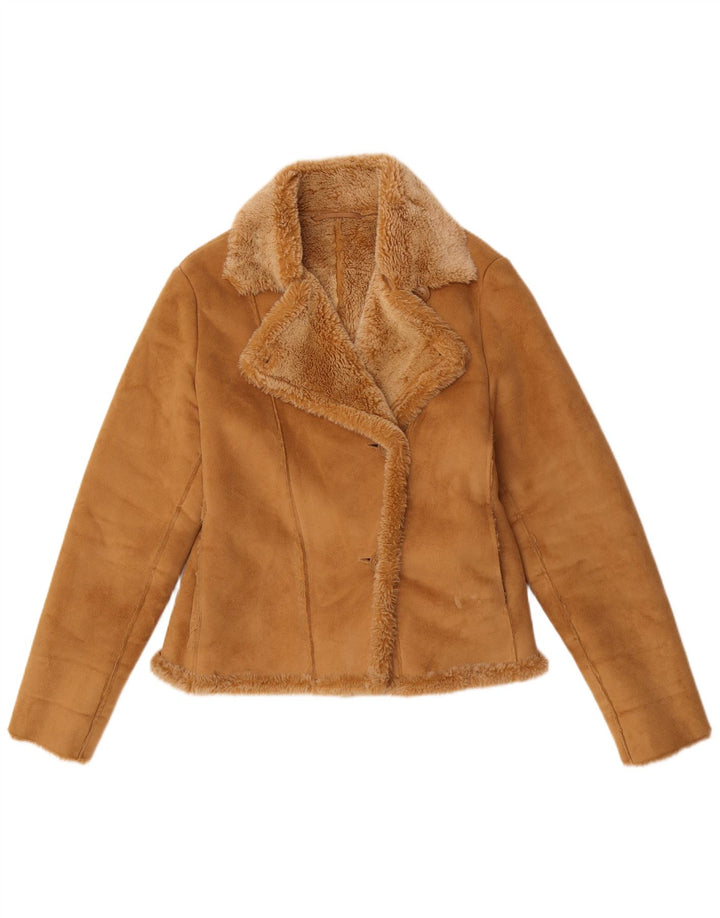 Giacca Sherpa da donna vintage UK 12 Acrilico beige medio