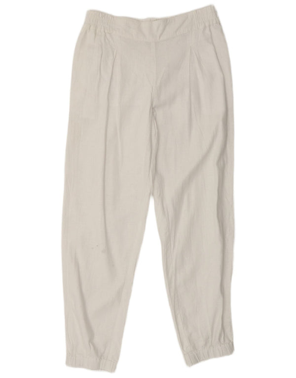 MONSOON Pantaloni casual affusolati da donna UK 10 Small W28 L28 Lino bianco