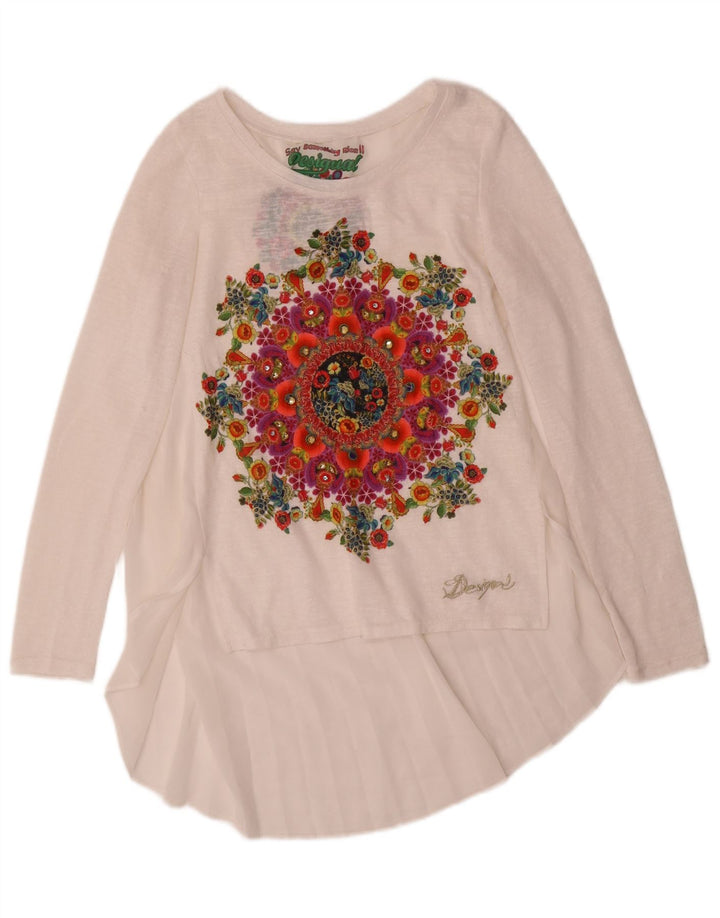 Desigual Tunica grafica da donna Top UK 10 Small White Floral