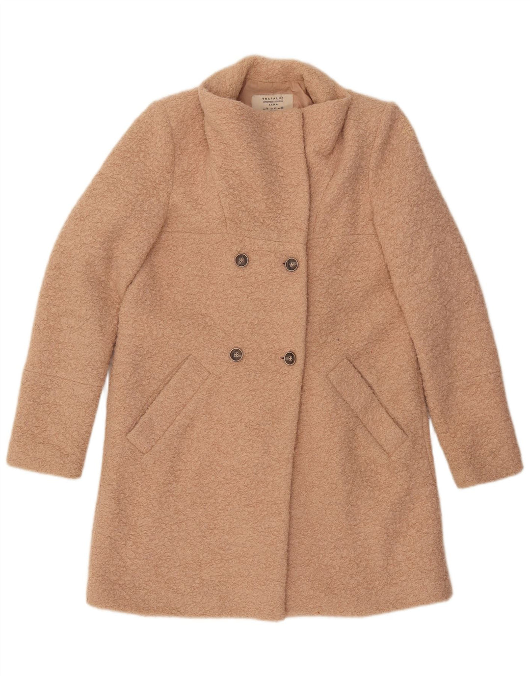 Cappotto doppiopetto ZARA Trafaluc da donna UK 14 Beige medio