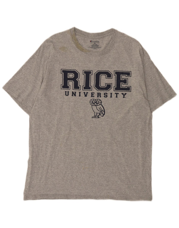 T-shirt grafica da uomo Champion Rice University Top XL in cotone grigio