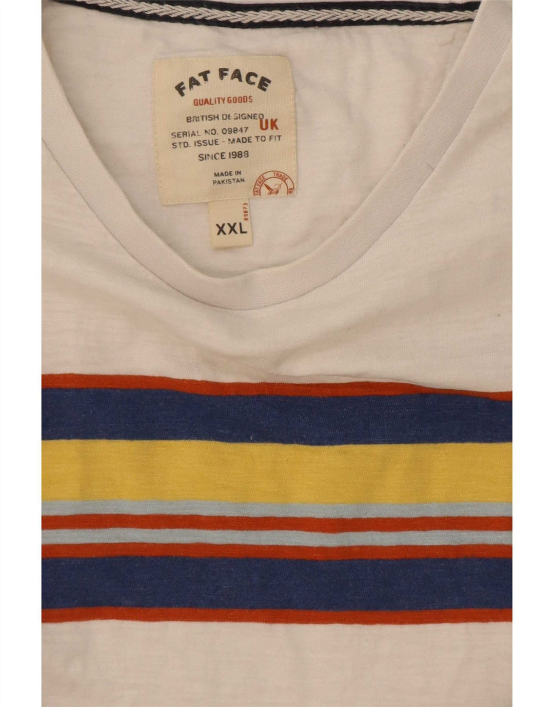 T-shirt da uomo Fat Face Top 2XL cotone color block bianco