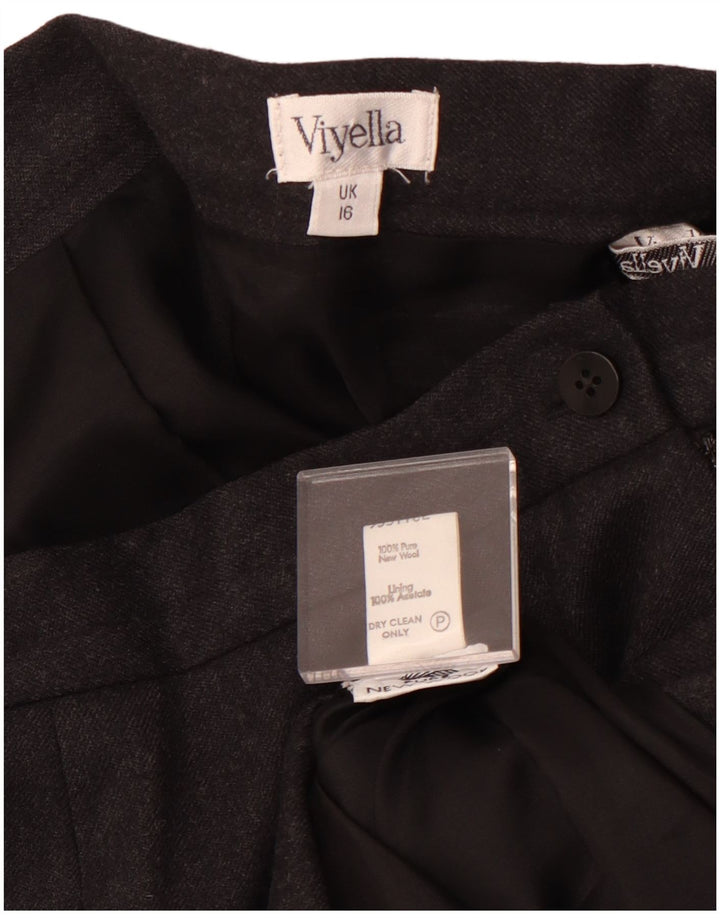 Gonna a pieghe da donna VIYELLA UK 16 Large W32 Grey New Wool