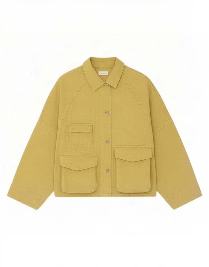 Giacca utilitaria oversize da donna Zara UK 6 XS cotone giallo
