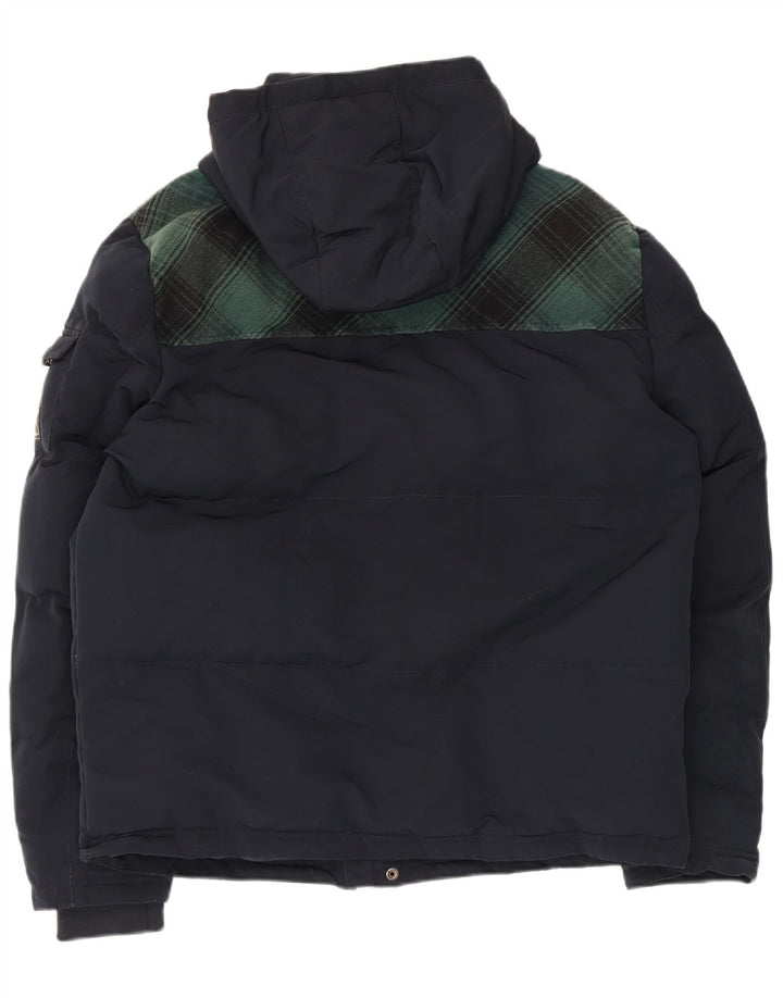 Giacca da sci da uomo con cappuccio Superdry UK 42 XL Poliestere a quadri blu navy