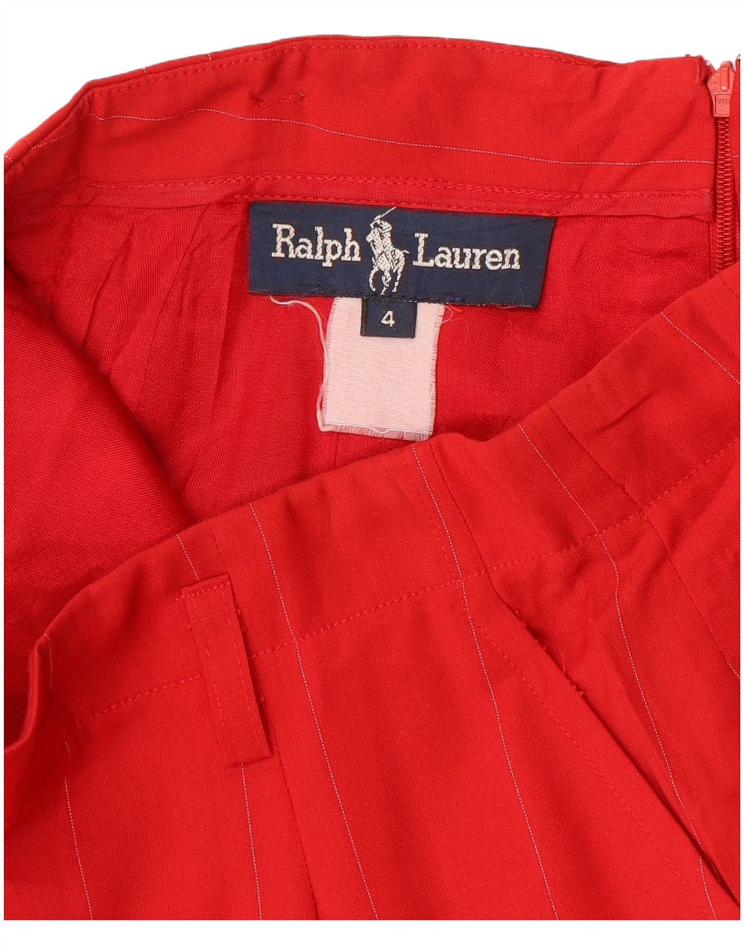 RALPH LAUREN Gonna dritta a vita alta da donna US 4 Small W24 Gessato rosso