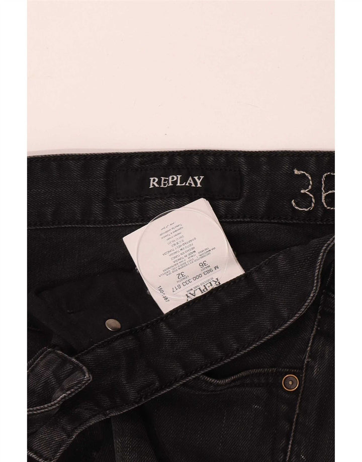 Replay Jeans dritti Waitom da uomo W36 L32 cotone nero