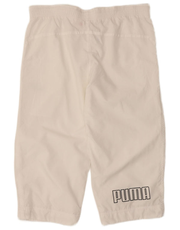 Pantaloncini sportivi da uomo Puma Graphic Bermuda piccoli in poliestere bianco