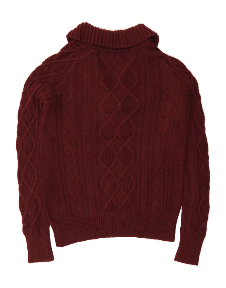 EDDIE BAUER Womens Shawl Neck Jumper Sweater UK 14 Medium Maroon Cotton Vintage Eddie Bauer and Second-Hand Eddie Bauer from Messina Hembry 