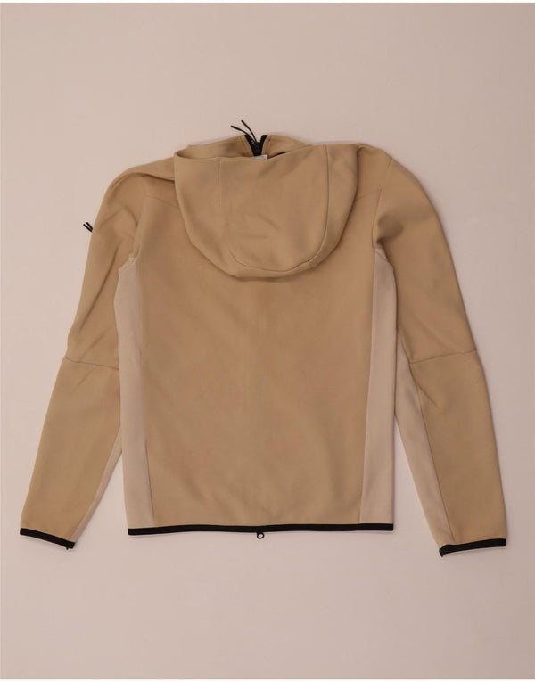Felpa con cappuccio e zip NIKE da uomo XS in cotone color block beige