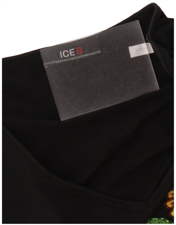 Top grafico corto da donna ICEBERG a maniche lunghe IT 46 grande nero floreale