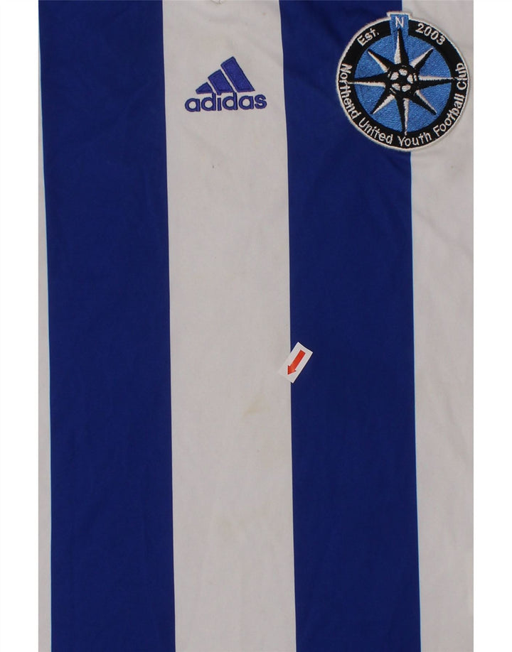 ADIDAS Boys Climalite Graphic Top Long Sleeve 9-10 Years Medium Blue Vintage Adidas and Second-Hand Adidas from Messina Hembry 