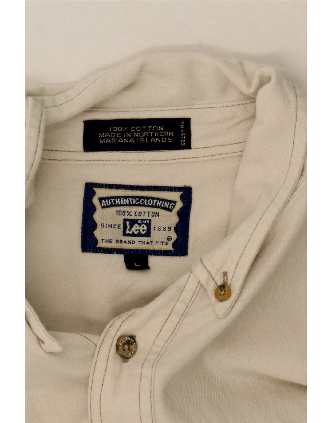 Camicia di jeans da uomo Lee grande in cotone bianco sporco