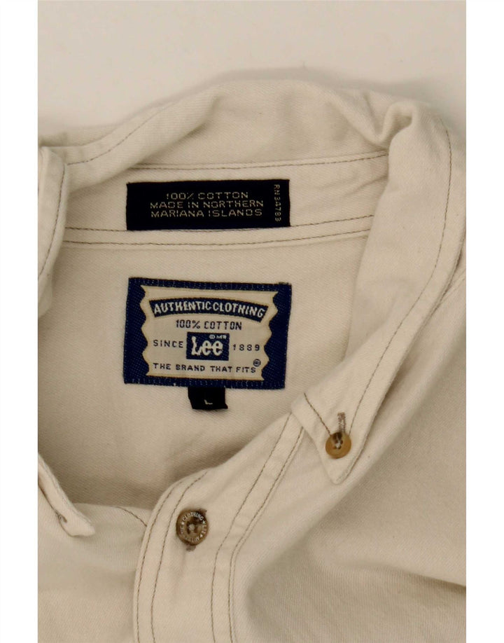 Camicia di jeans da uomo Lee grande in cotone bianco sporco