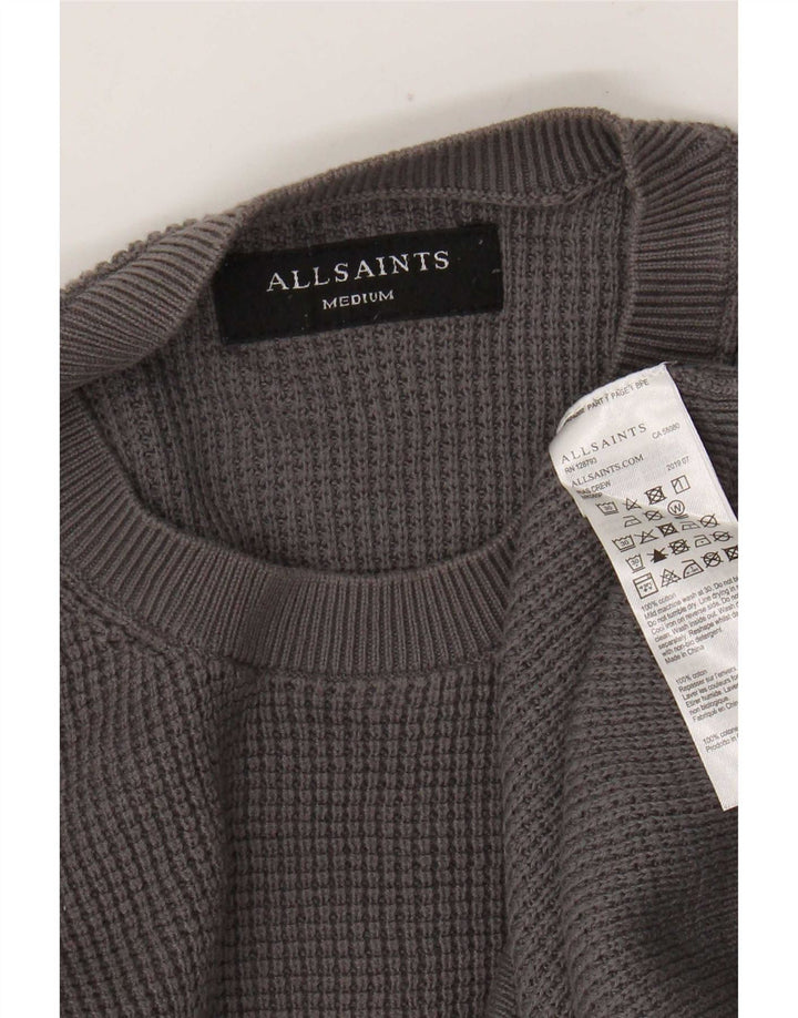 Maglione maglione girocollo da uomo All Saints in cotone grigio medio