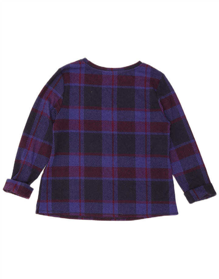 Marks & Spencer Top da donna a maniche lunghe UK 14 Large Navy Blue Check