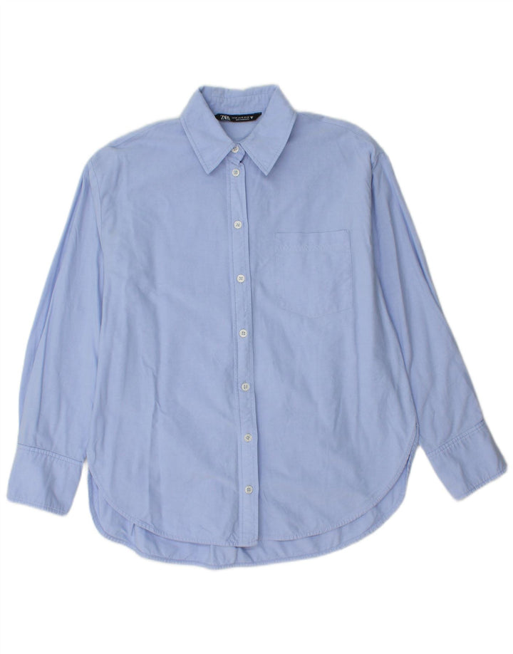 ZARA Womens Oversized Shirt UK 6 XS Blue
