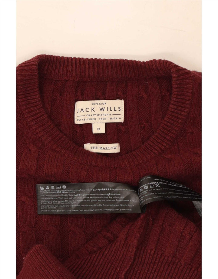 Maglione maglione girocollo da uomo Jack Wills in lana bordeaux media
