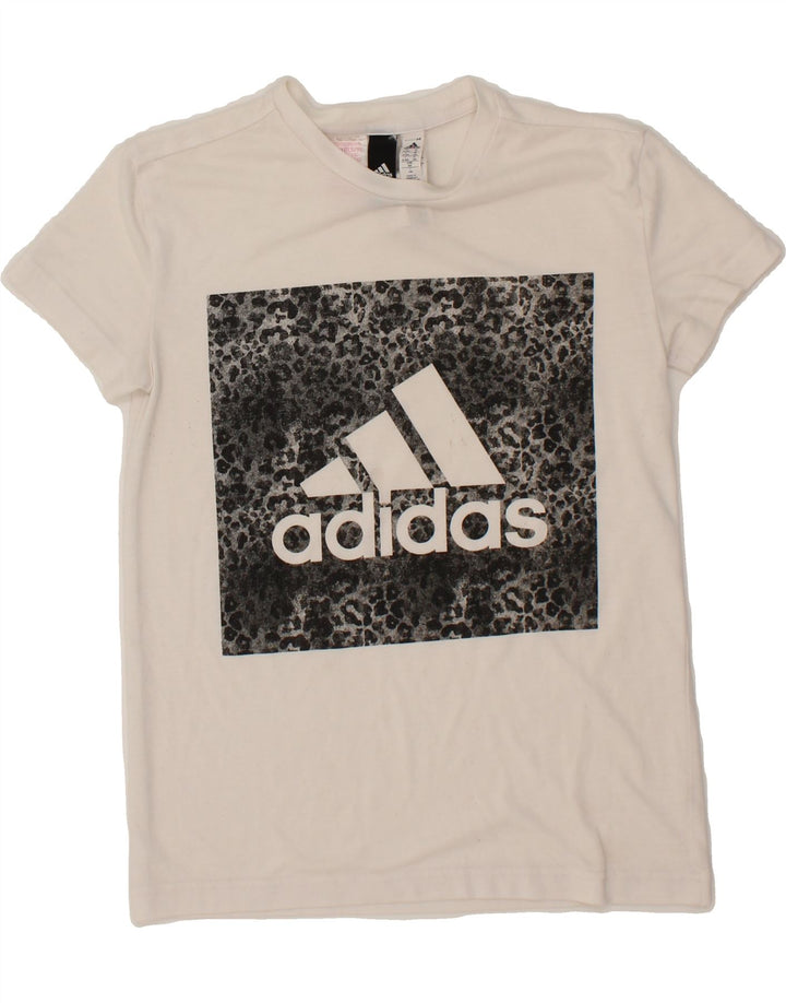 ADIDAS Boys Graphic T-Shirt Top 9-10 Years White Polyester Vintage Adidas and Second-Hand Adidas from Messina Hembry 