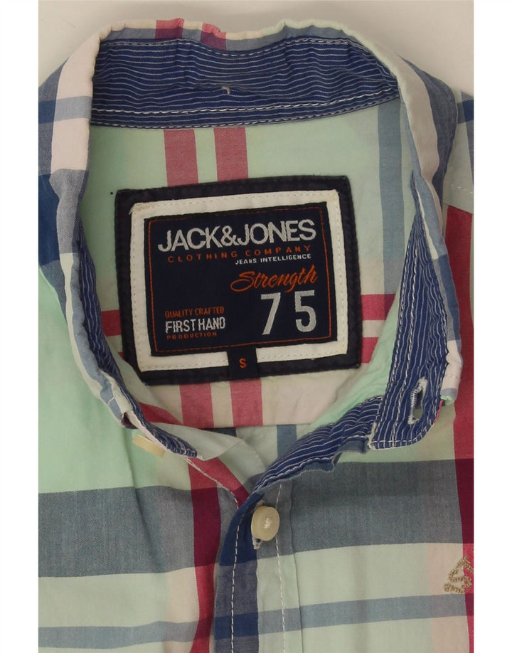 Camicia a maniche corte da uomo Jack & Jones piccola scozzese verde